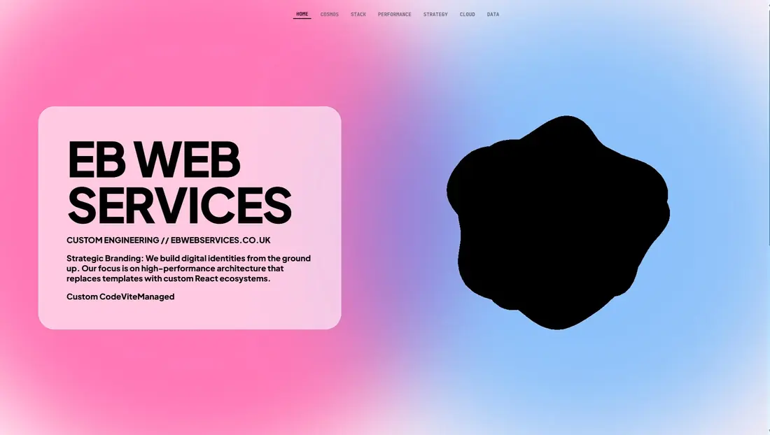 The Observatory template showing a bold gradient brand hero